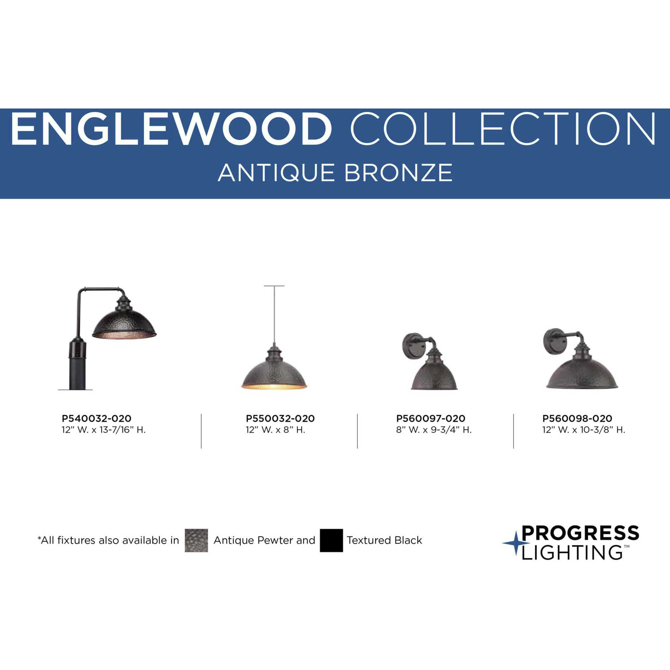 Englewood 1 Light 16 inch Antique Bronze Outdoor Post Lantern